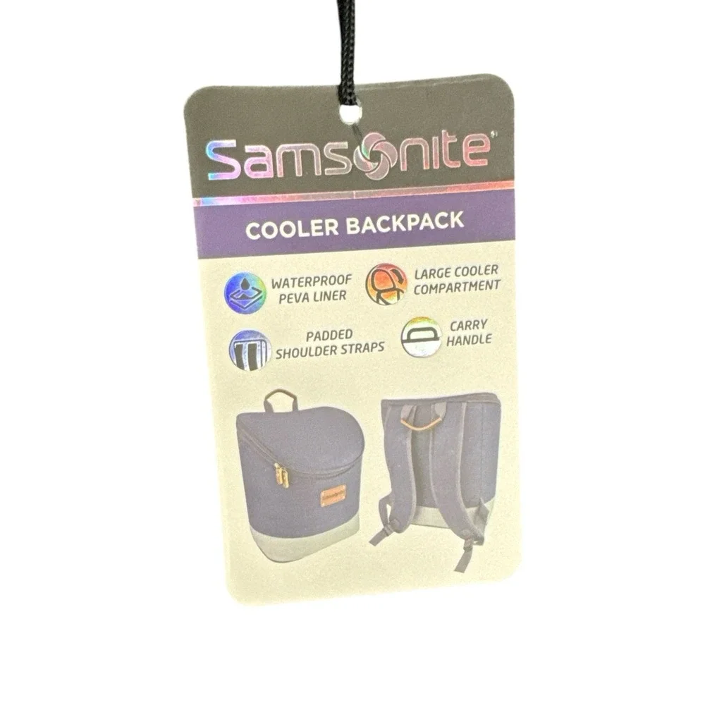 Samsonite Cooler Backpack Insulated Navy Gray‎ Waterproof Liner New With Tags
